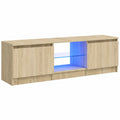 Moderne TV-Bank mit LED-Beleuchtung, Eiche Sonoma, 120x30x36cm