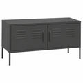 Moderner TV-Schrank aus Stahl mit 2 Türen, Anthrazit, 105x35x50 cm