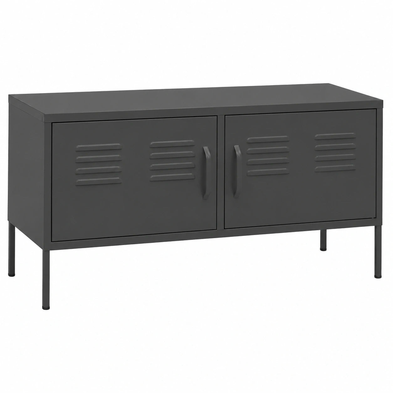 Moderner TV-Schrank aus Stahl mit 2 Türen, Anthrazit, 105x35x50 cm