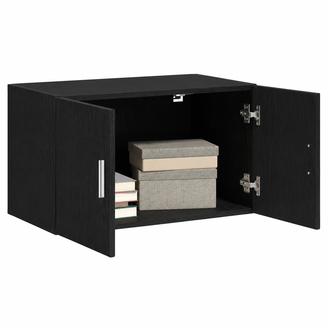 Moderner schwarzer Wandschrank in Eichenoptik, 70x43x40 cm, platzsparend und stilvoll