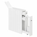 Schmaler Badschrank mit Rollen, 2 Etagen, 14 cm Breite, weiß, ideal für kleine Räume
