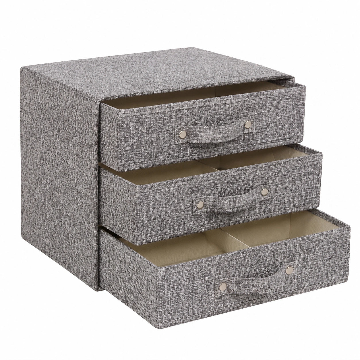 Faltbare Stoff-Aufbewahrungsbox mit Deckel für Socken, BHs und Krawatten - Schrankorganisator in Grau