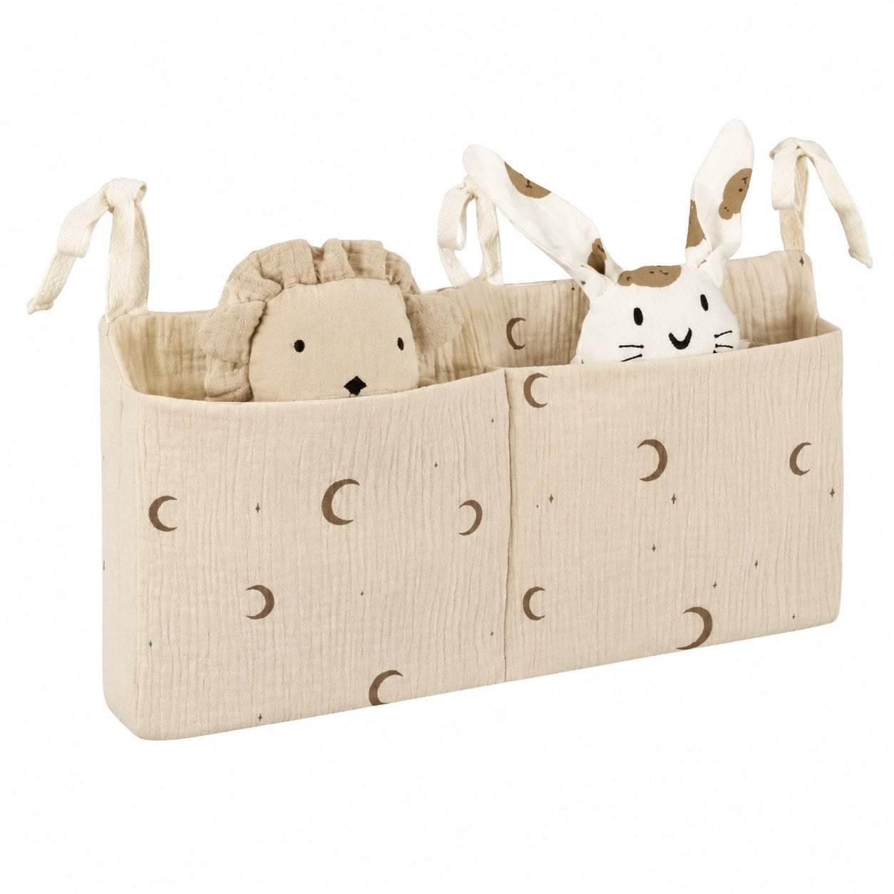 Multifunktionaler Babybett-Organizer mit Taschen - 2-in-1 Hängender Windel- und Spielzeugaufbewahrer, Verstellbar, 39 x 20 cm