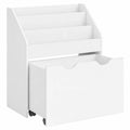 Multifunktionales Kinder-Bücherregal mit Rollen und Aufbewahrungsboxen in Wolkenweiß