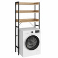 Tectake Badregal mit 3 Ebenen, Waschmaschinenüberbau, Industrial Eiche Sonoma