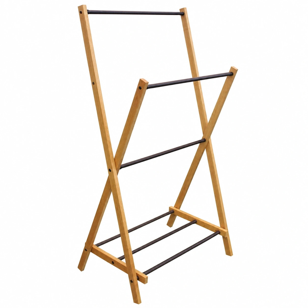 Freistehender Handtuchhalter aus Holz im Landhausstil – Badezimmer-Organizer mit Wandhaken