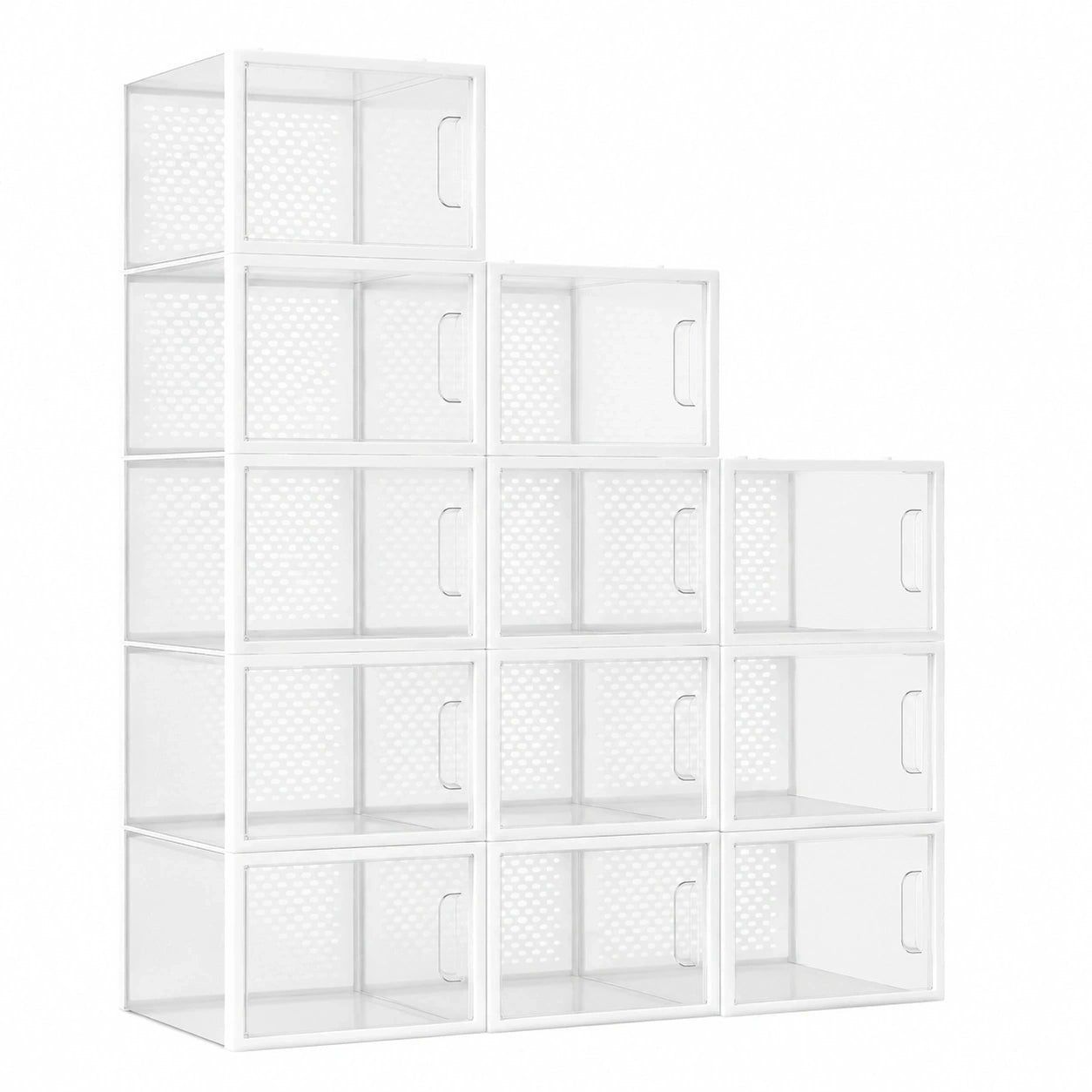 Stapelbare und Faltbare Schuhboxen, Groß, 12 Stück, Transparent - Amazon Basics