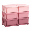 Kinder-Kommodenschrank mit Aufbewahrungsboxen, Spielzeug-Organizer, 6 Ebenen, Rosa