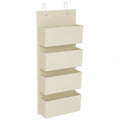 SONGMICS Hängeorganizer mit 4 Fächern, Kleiderschrank- und Tür-Aufbewahrung, Beige, 12 x 33,5 x 100 cm