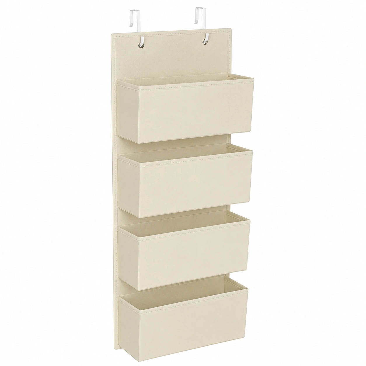 SONGMICS Hängeorganizer mit 4 Fächern, Kleiderschrank- und Tür-Aufbewahrung, Beige, 12 x 33,5 x 100 cm