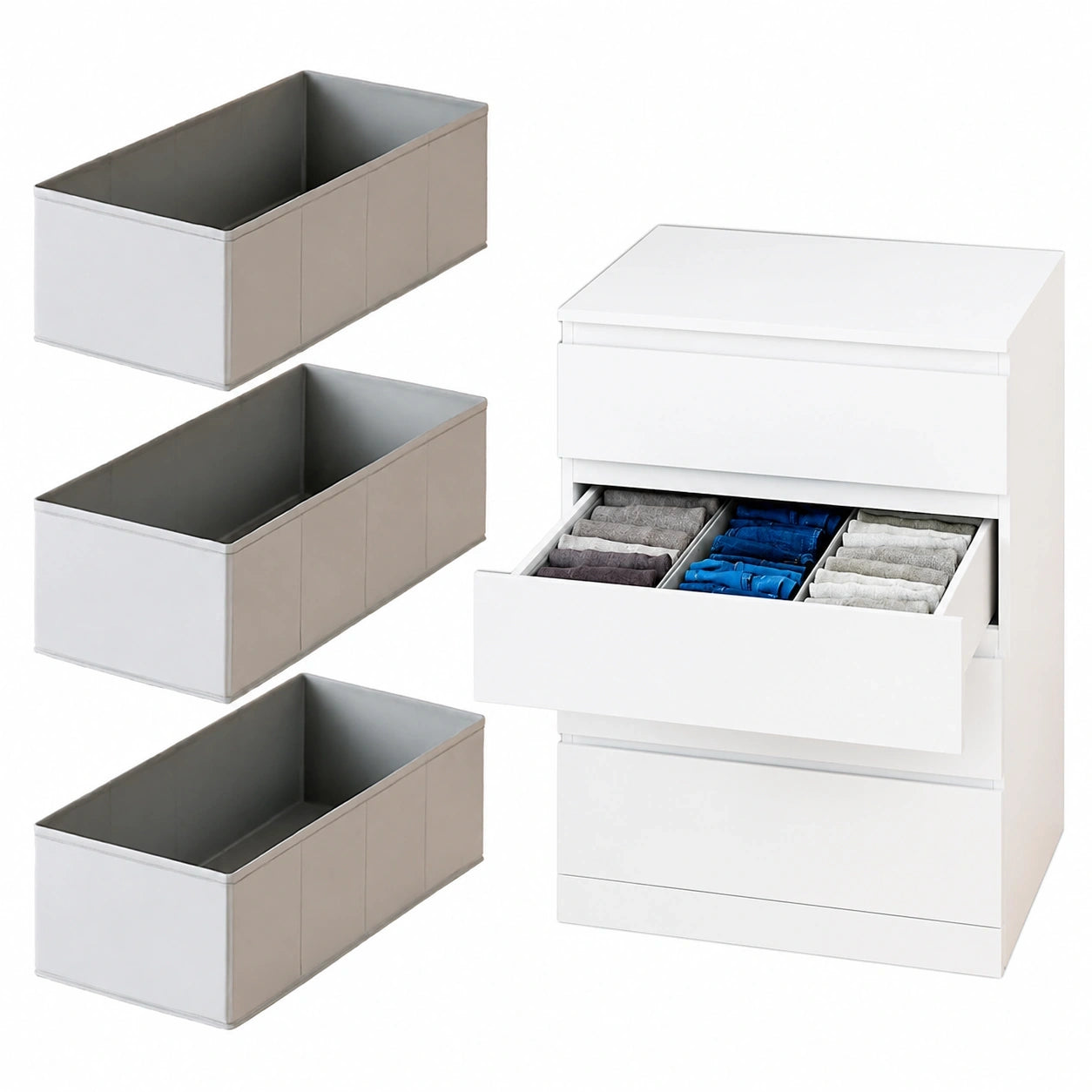 Schubladenorganisator für Malm Kommode, ideal zur Aufbewahrung von Unterwäsche und T-Shirts, 42x23x13 cm