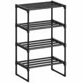 SONGMICS 4-stöckiges Schuhregal aus Metall, stapelbarer Schuh-Organizer für 5-10 Paar, vielseitig einsetzbar im Flur, 30x42,5x71,5 cm, schwarz