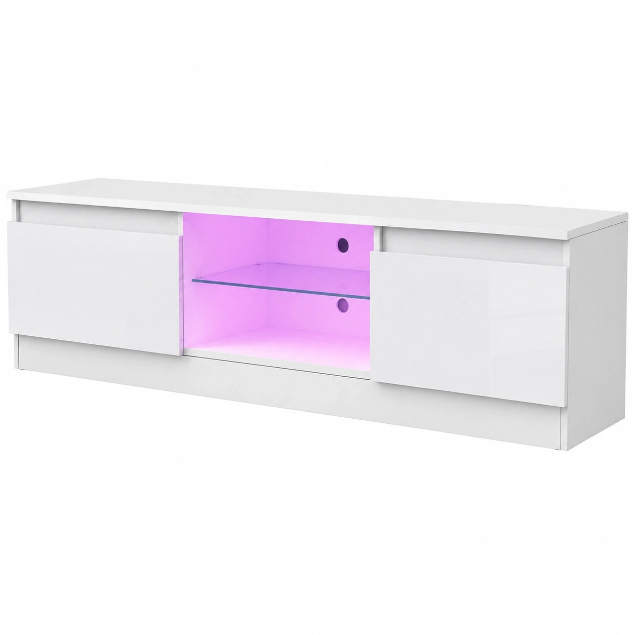 Moderner TV-Schrank mit LED, Hochglanz, 160 cm, Weiß