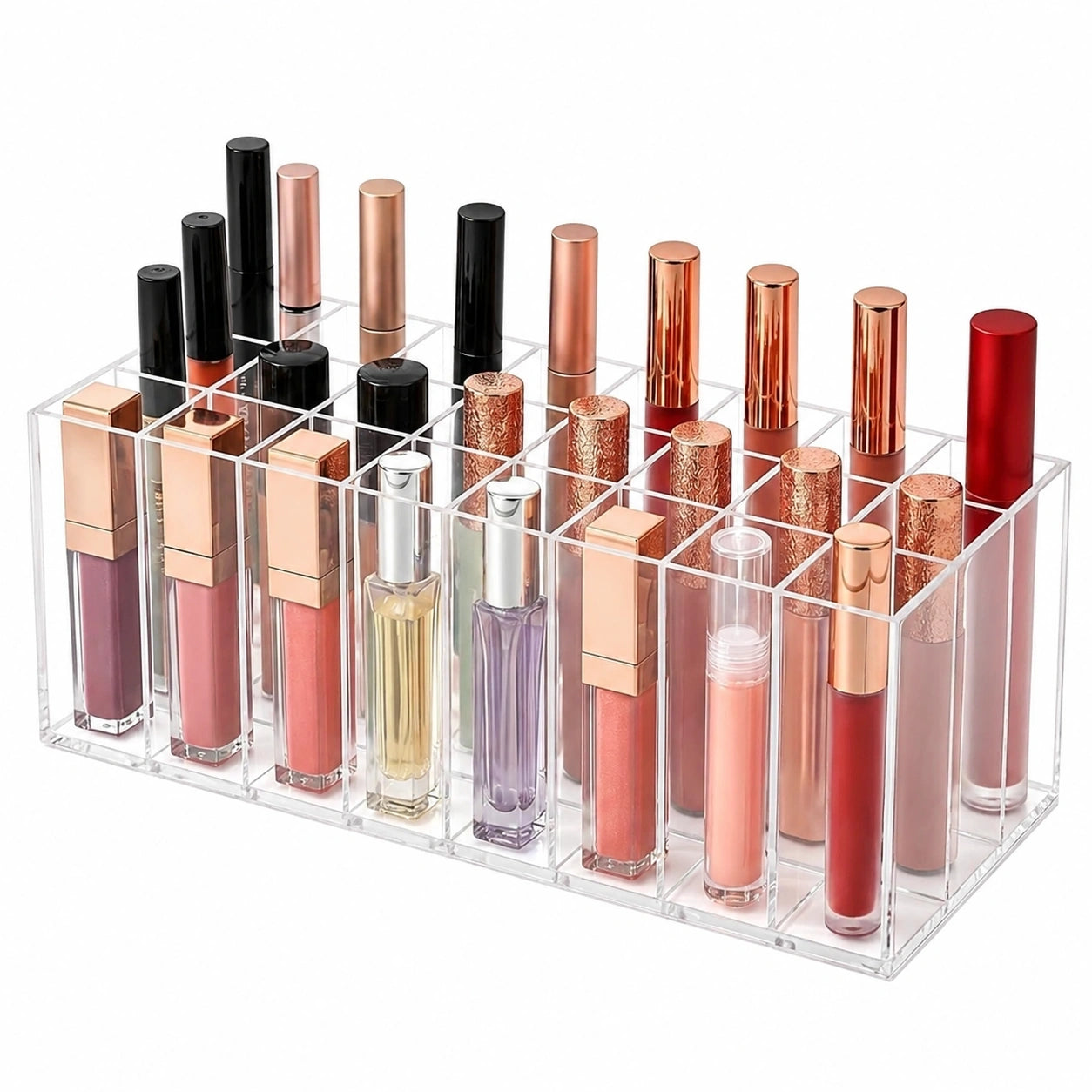 Acryl Lippenstift Organizer mit 24 Fächern für Kosmetik und Zubehör