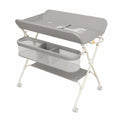 Höhenverstellbarer Wickeltisch mit Rollen und Seitentasche, praktischer Organizer für Babyzimmer, 75-91 cm, Grau