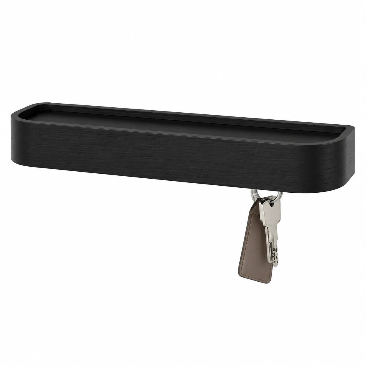 Kazai. 'Toke' Schlüsselbrett | Modernes Design aus Berlin | Eleganter Holz-Schlüsselhalter mit Ablage | Stilvolles Wandregal für den Flur | Eiche in Schwarz