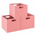 3er-Set Faltbare Filz-Aufbewahrungskörbe mit Griffen, ideal für Schlafzimmer und Kinderzimmer, 31 x 31 x 31 cm, Rosa