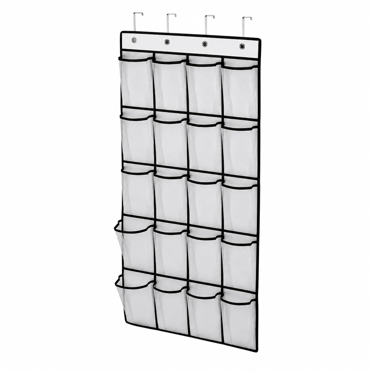 Hängender Schuh-Organizer mit 28 Taschen für Tür und Schrank, Weiß