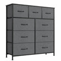 Sweetcrispy 9-Schubladen Kommode für Schlafzimmer, Stabiler Aufbewahrungsturm aus Stoff mit Stahlrahmen und Holzplatte, Ideal für Kinderzimmer
